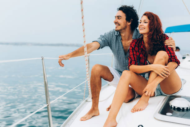 istock Couple sailing on a yacht 675541074