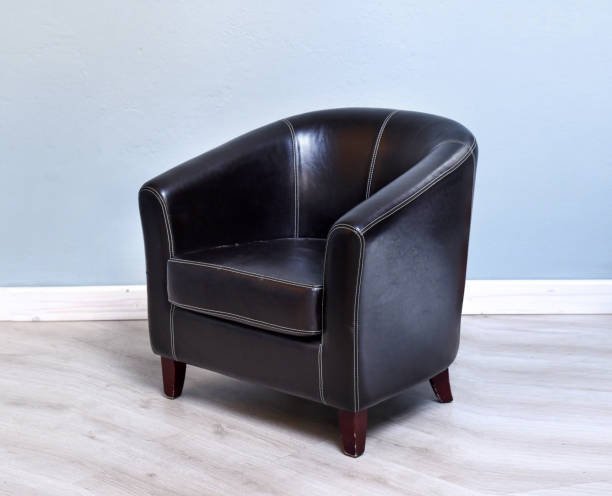 istock Black leather armchair 675543590