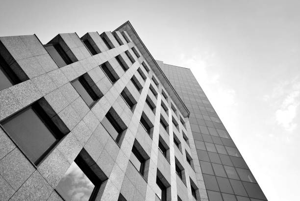 istock Modern office building. Black and white 675550294