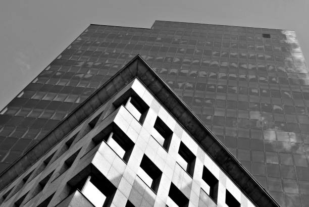 istock Modern office building. Black and white 675550448