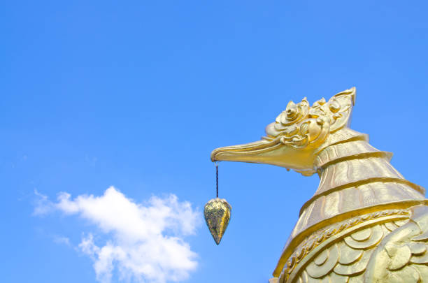 Thai traditional beautiful golden swan in buddhist temple in Thailand