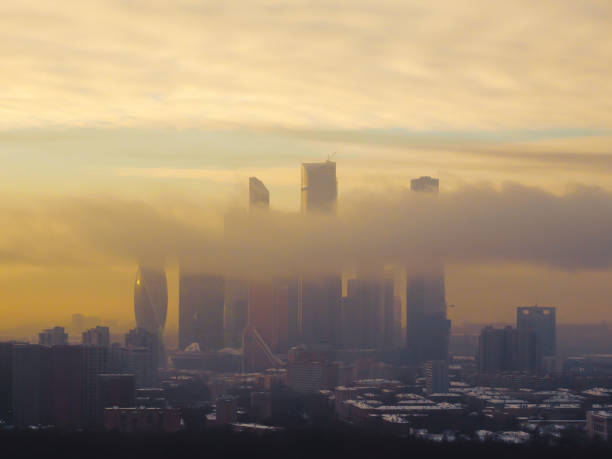 istock Moscow city through clouds 675560246