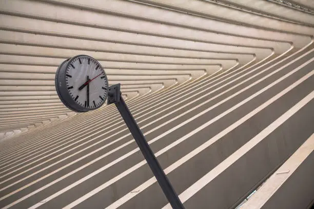 Guillemins station with station clock, Liege, Belgium