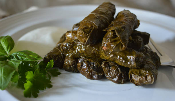 istock Stuffed grape leaves. Traditional dish 675560454