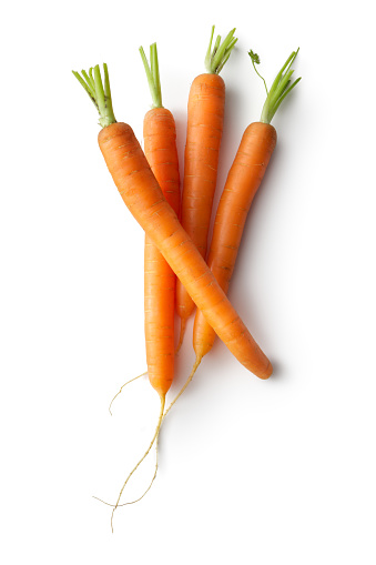 Organic carrot isolated on white background, cut out. Full depth of field.