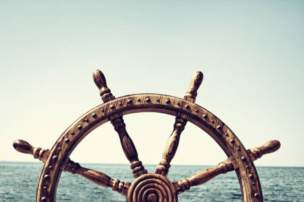 istock Old Vintage Wooden Helm Wheel 675573354