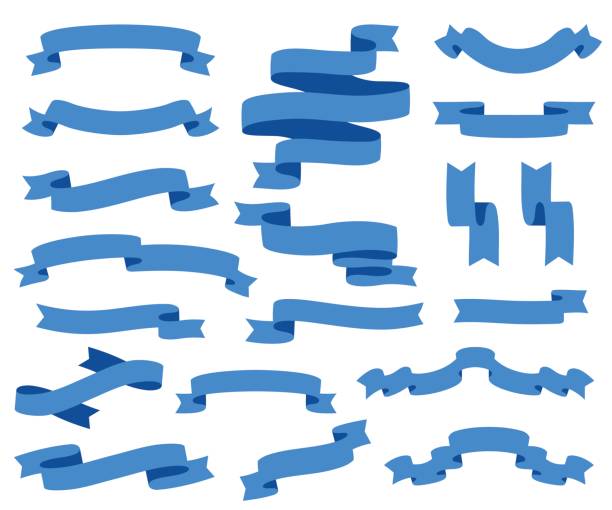 sammlung von bänder - mit blau - vektor eps10 - abspann stock-grafiken, -clipart, -cartoons und -symbole