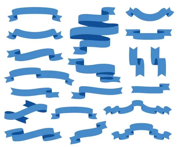 Vector illustration of Collection of Ribbons - With blue - vector eps10