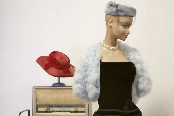 old mannequin wearing vintage clothes and accessory