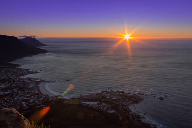 istock Sunset over the ocean from Table Mountain, Cape Town 675593224