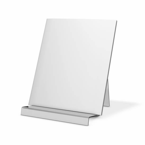 istock Brochure, magazine mock up with blank cover standing on presentation stand. 675593302