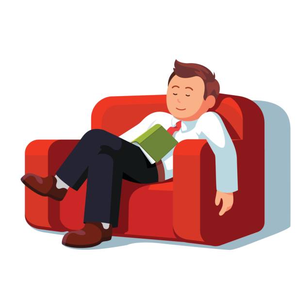 ilustrações de stock, clip art, desenhos animados e ícones de tired business man sleeping during break time - cair no sofá
