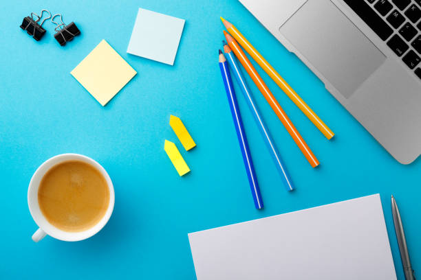 istock Start Morning work office desk cup coffee Business concept background 675594942