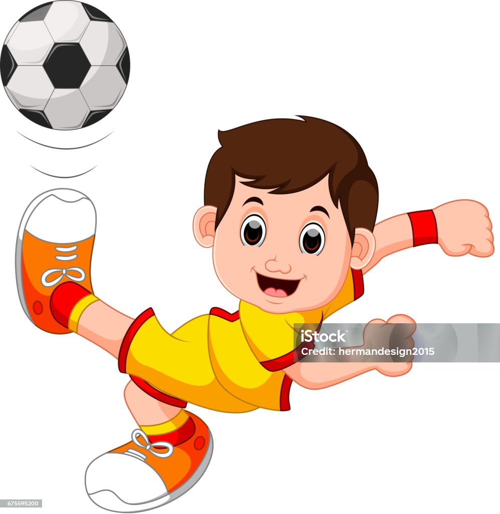 Boy Cartoon Playing Football Stock Illustration - Download Image Now -  Activity, Athlete, Bouncing - iStock