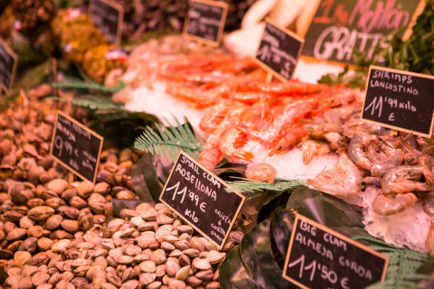 Sea food, prawns, langoustine and other shell fish