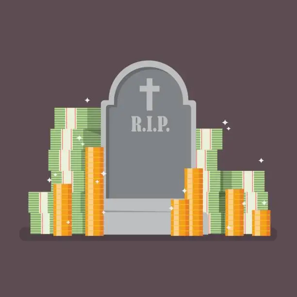 Vector illustration of Graveyard with cash money