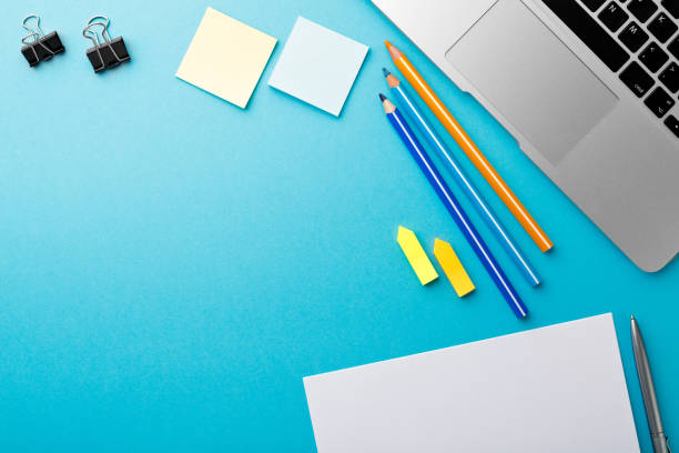istock Start Morning work office desk Business concept background 675609308