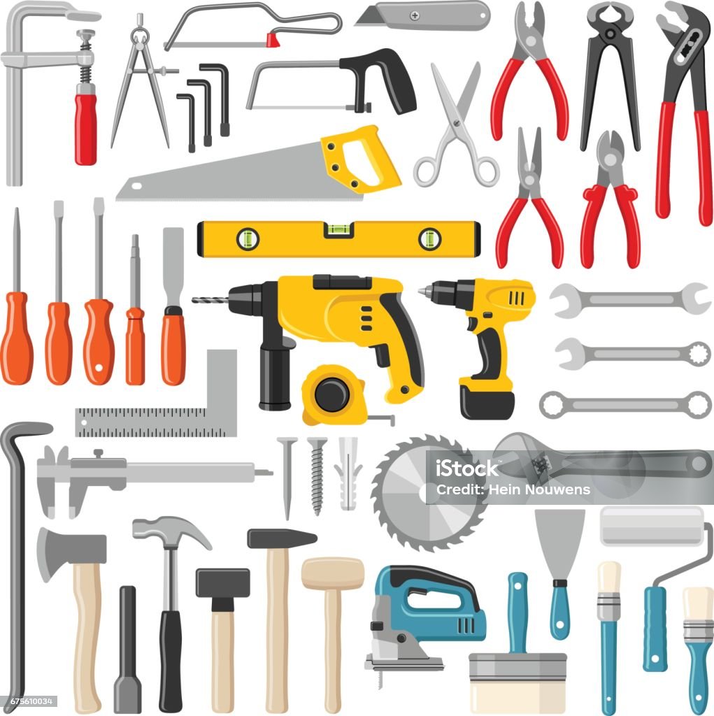 Tools Construction and working tool collection - vector color illustration Work Tool stock vector