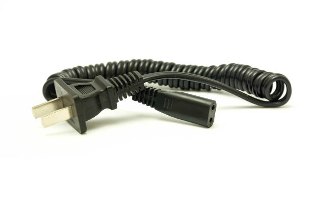 istock Black electric  power supply cable isolated 675612244
