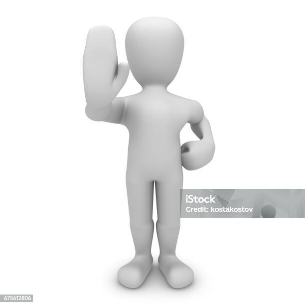3d Character Doing Stop With Hand Stock Photo - Download Image Now - Adult, Business, Business Finance and Industry