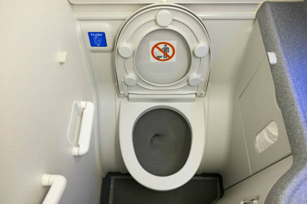 istock Toilet in airplane 675626636