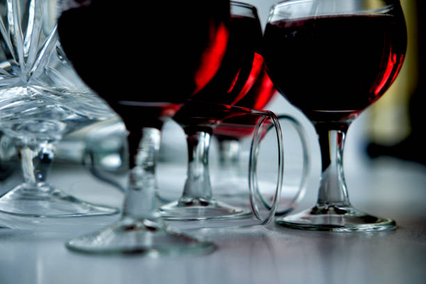beautiful artistic assembly of wine glasses , shot using fujifilm x-pro2