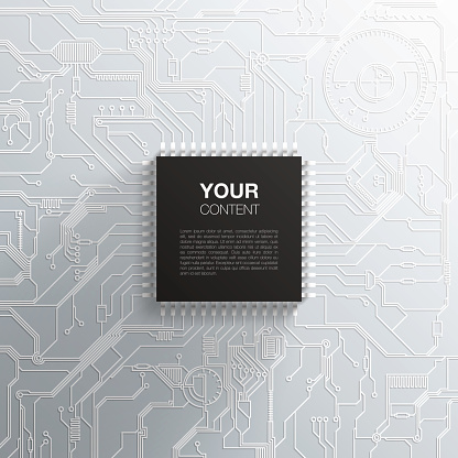 Realistic Black Microchip On Detailed Printed Circuit Board Design ...