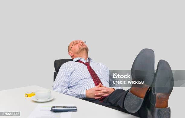 Exhausted Office Worker Taking A Nap Stock Photo - Download Image Now - Physical Pressure, Adult, Adults Only