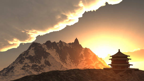 istock Sun temple - Buddhist shrine in the Himalayas 3d rendering 675661336