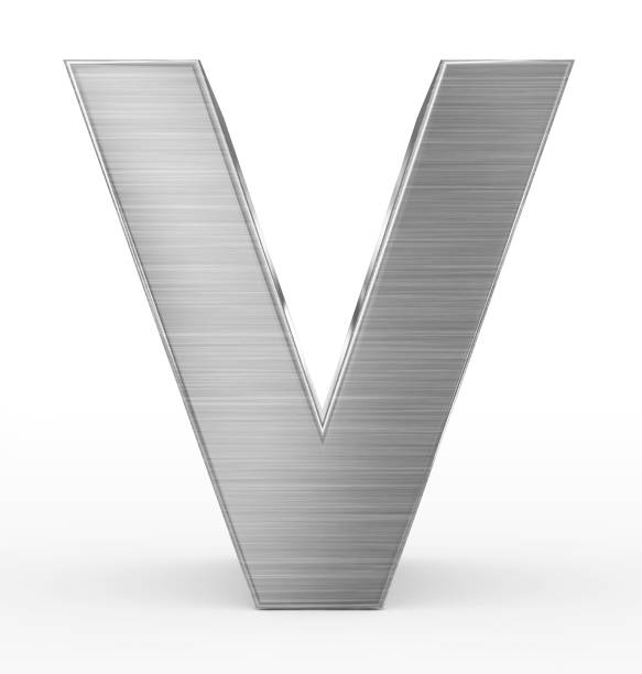 istock letter V 3d metal isolated on white 675661496
