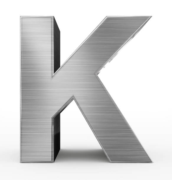 letter K 3d metal isolated on white - 3d rendering
