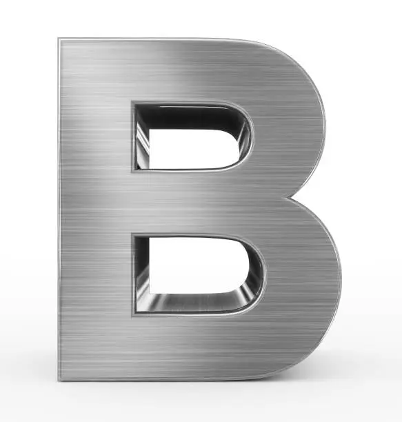 Photo of letter B 3d metal isolated on white