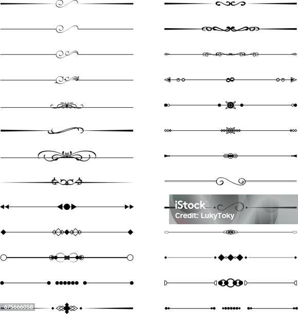 Calligraphic Divider Geometric Design Element Set Stock Illustration - Download Image Now - Decoration, Swash - Text, Ornate