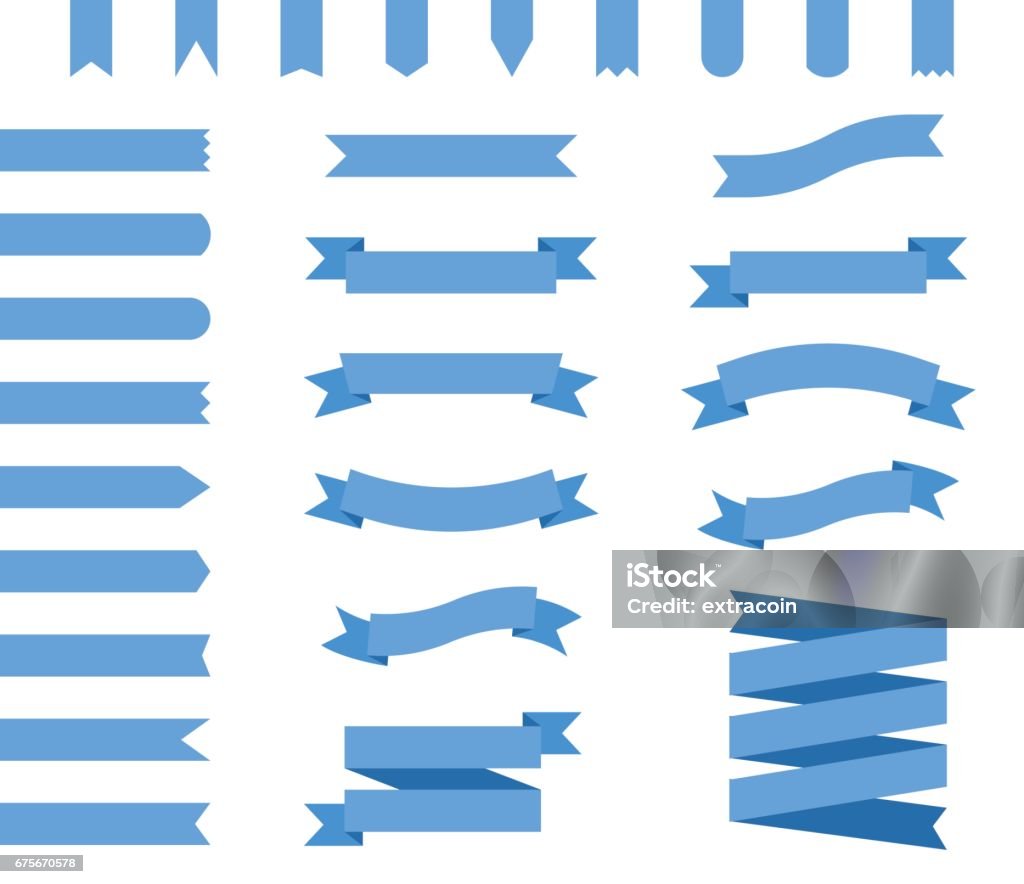 Vektor-Set blaue Bänder - Lizenzfrei Rosette Vektorgrafik