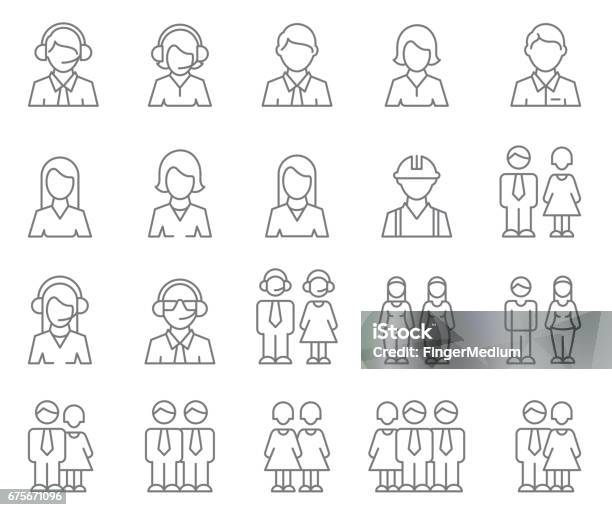 User Profile Icon Set Stock Illustration - Download Image Now - Women, Men, People