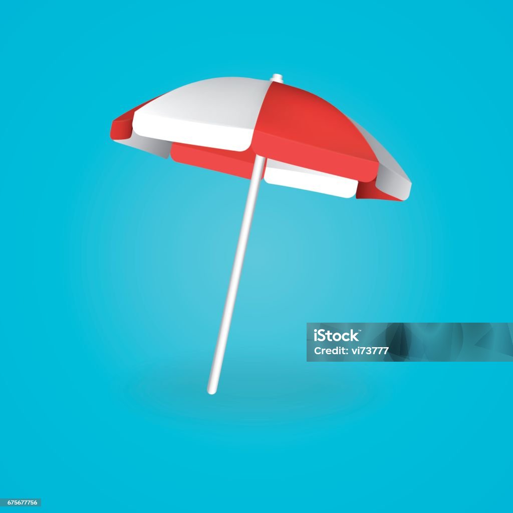 Beach Umbrella Red and White. Vector illustration. Beach Umbrella Red and White. Vector illustration Three Dimensional stock vector