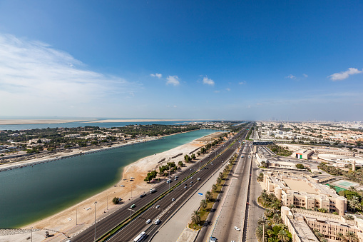 abu dhabi highway aerial view