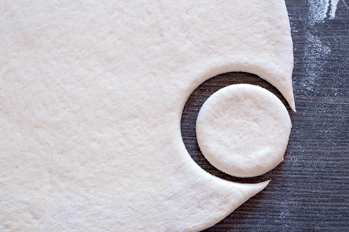 Dough cutted into circles.
