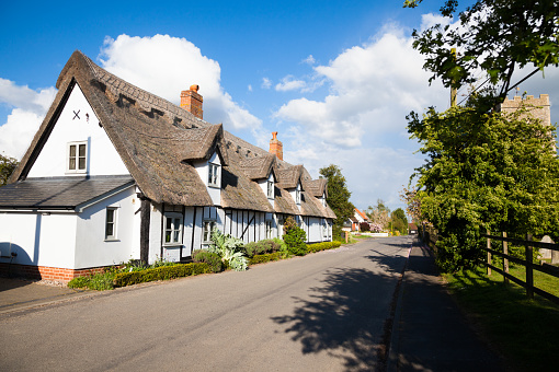 Typical old England scene in Tattingstone on Suffolk / Essex borders