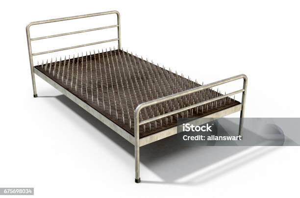 Bed Of Nails Isolated Stock Photo - Download Image Now - Nail - Work Tool, Bed - Furniture, Bed Of Nails