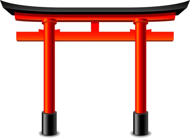 Vector illustration of Japanese gate isolated on white vector
