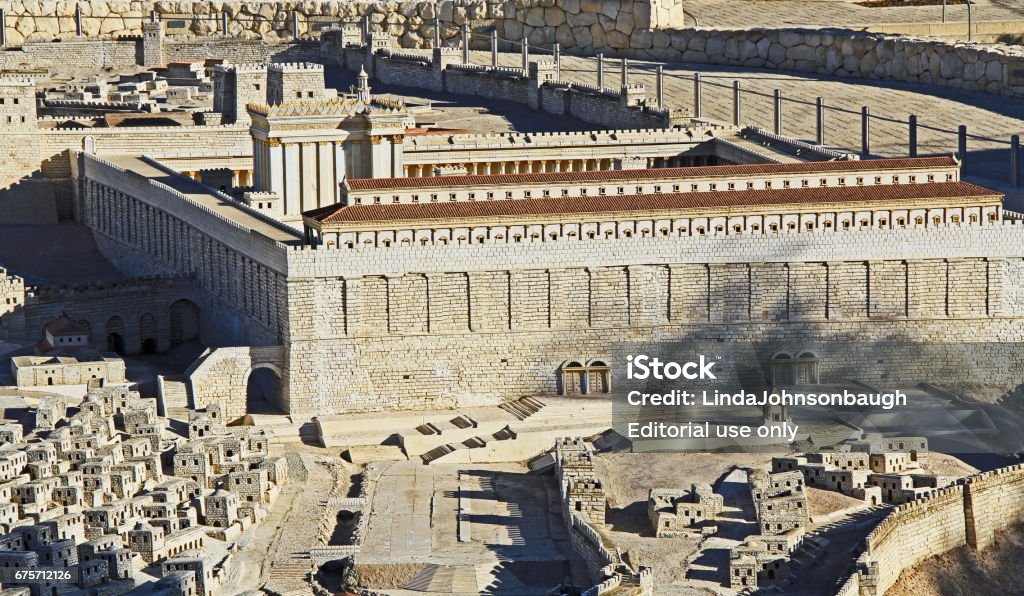 古代耶路撒冷的寺廟建模 - 免版稅戶勒大門圖庫照片