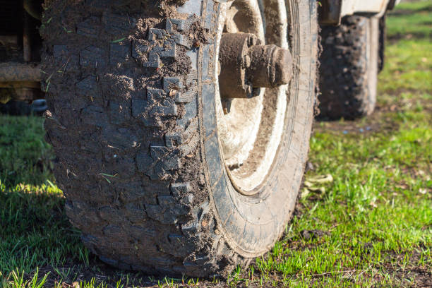 The dirt on the tire close-up 2