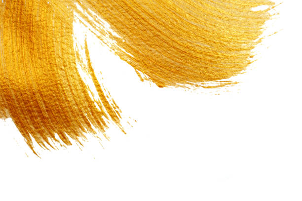 istock beautiful big Abstract gold background with acrylic paint brush on white background 675716152