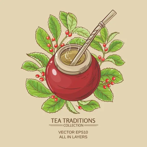 Vector illustration of mate tea in calabash