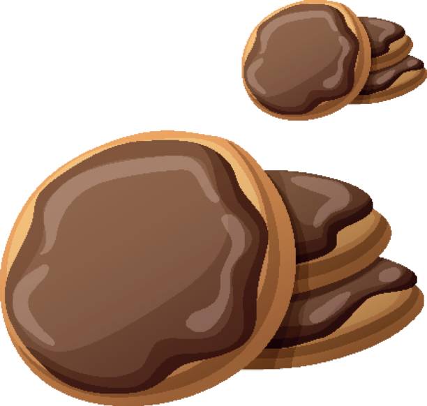 ilustrações de stock, clip art, desenhos animados e ícones de chocolate cookies. cartoon vector illustration isolated on white background. series of food and drink and ingredients for cooking. - white background stack heap food and drink