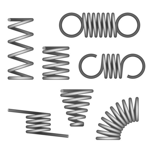 illustrazioni stock, clip art, cartoni animati e icone di tendenza di molla flessibile a spirale - springs spiral flexibility metal