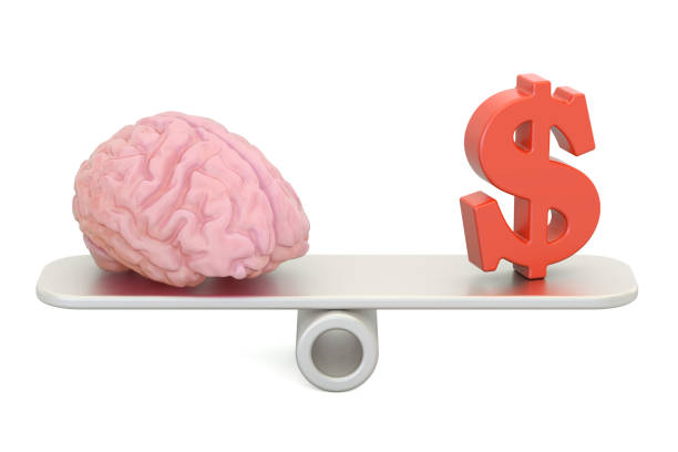 istock balance concept, money and intellect. 3D rendering isolated on white background 675749866
