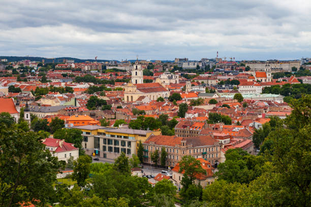 istock Panoramic view of Vilnius old town from Gediminas Tower, Lithuania 675750242