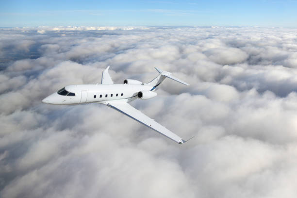 istock Private business jet airplane flying on a high altitude. 675773322